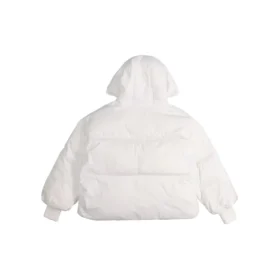 Veste courte matelassée à capuche en duvet – Tailles asiatiques « Blanc »