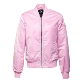Veste décontractée de sport à col montant court, rose cerise