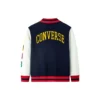 Veste de baseball brodée à blocs de couleur, tailles asiatiques « Bleu marine, blanc, rouge »