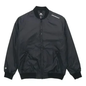 Veste de baseball Converse Aviator pour homme, tissée, coupe-vent, à fermeture éclair, noir automne