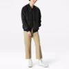 Veste de baseball Converse Aviator pour homme, tissée, coupe-vent, à fermeture éclair, noir automne