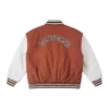 Veste de baseball matelassée, tailles asiatiques « Blanc-marron »