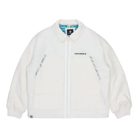 Veste de sport à revers avec logo de la série Nouvel An, blanc crème