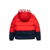 Veste en duvet à capuche doublée en polaire avec logo, tailles asiatiques « Rouge Noir »