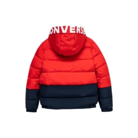 Veste en duvet à capuche doublée en polaire avec logo, tailles asiatiques « Rouge Noir »