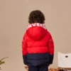 Veste en duvet à capuche doublée en polaire avec logo, tailles asiatiques « Rouge Noir »
