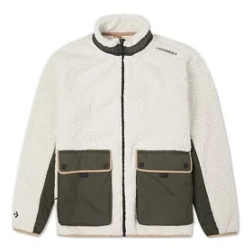 Veste en laine d&rsquo;agneau à coutures contrastées rétro, blanche