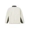 Veste en laine d&rsquo;agneau à coutures contrastées rétro, blanche