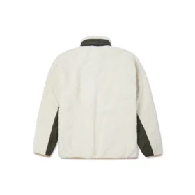 Veste en laine d&rsquo;agneau à coutures contrastées rétro, blanche