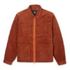 Veste en velours côtelé unie rétro rouge-marron