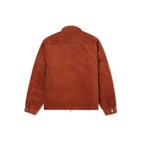 Veste en velours côtelé unie rétro rouge-marron
