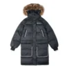 Veste longue convertible, tailles asiatiques « Noir »