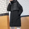 Veste longue convertible, tailles asiatiques « Noir »