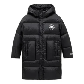Veste longue à logo, tailles asiatiques « Noir Blanc »
