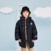 Veste longue à logo, tailles asiatiques « Noir Blanc »