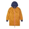 Veste matelassée à capuche mi-longue à couleurs contrastées, marron