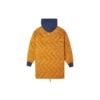 Veste matelassée à capuche mi-longue à couleurs contrastées, marron