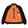 Veste universitaire isolante Converse x Vince Staples, tailles asiatiques « Black Orange »